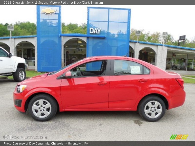 Victory Red / Jet Black/Dark Titanium 2013 Chevrolet Sonic LS Sedan