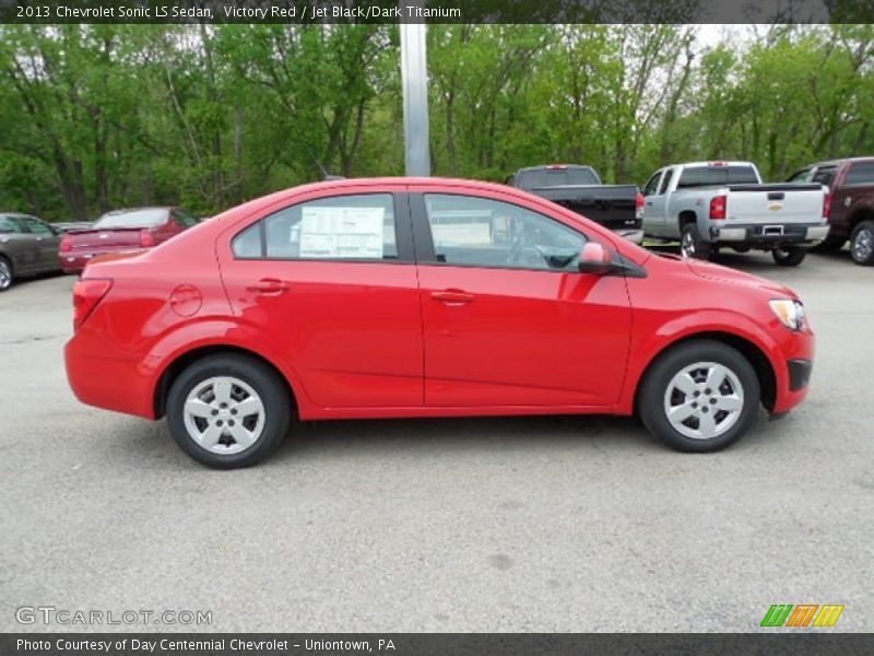 Victory Red / Jet Black/Dark Titanium 2013 Chevrolet Sonic LS Sedan