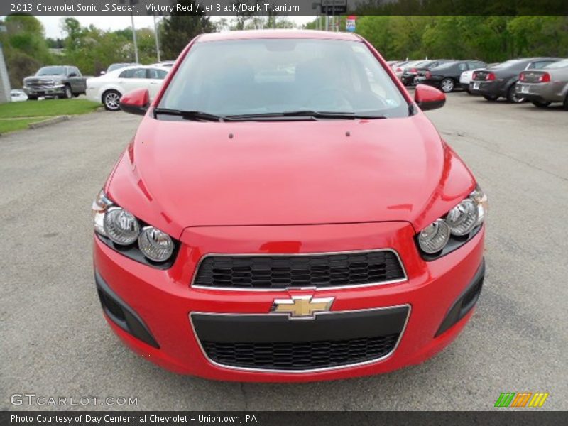 Victory Red / Jet Black/Dark Titanium 2013 Chevrolet Sonic LS Sedan