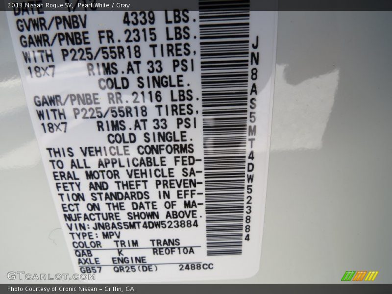 Pearl White / Gray 2013 Nissan Rogue SV