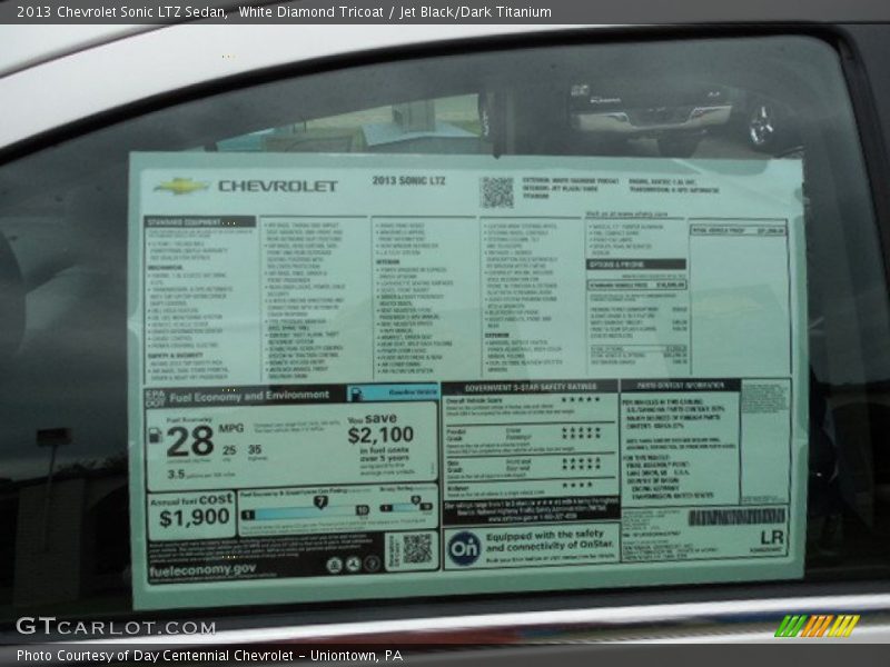  2013 Sonic LTZ Sedan Window Sticker