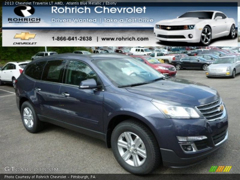 Atlantis Blue Metallic / Ebony 2013 Chevrolet Traverse LT AWD