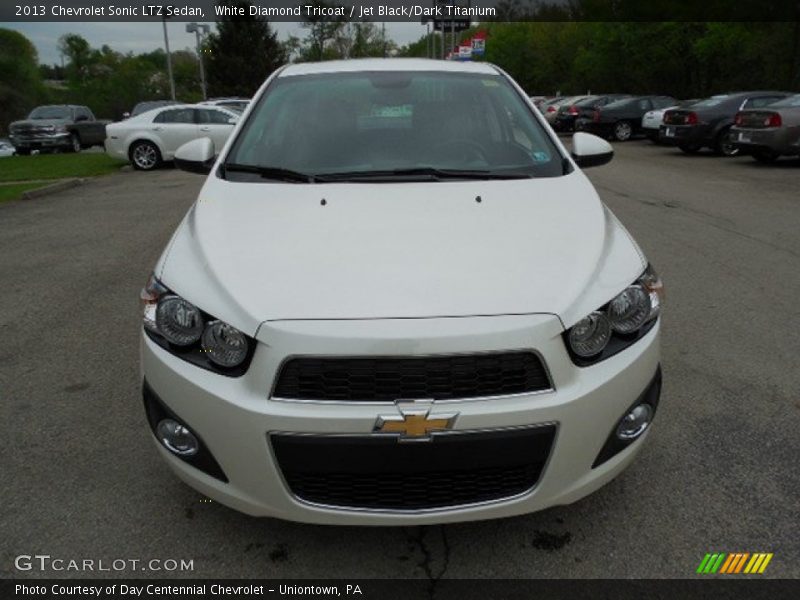 White Diamond Tricoat / Jet Black/Dark Titanium 2013 Chevrolet Sonic LTZ Sedan
