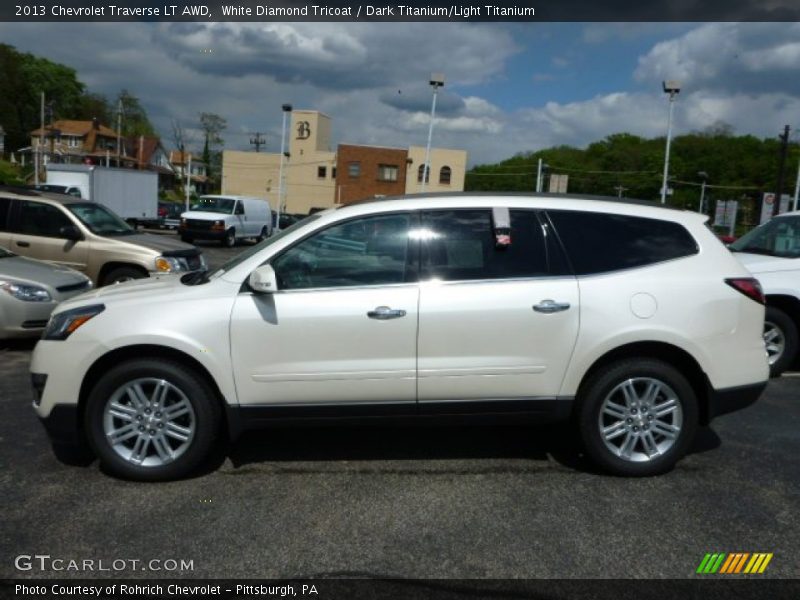 White Diamond Tricoat / Dark Titanium/Light Titanium 2013 Chevrolet Traverse LT AWD