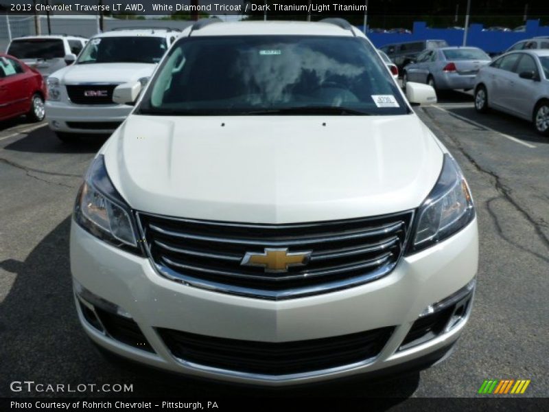 White Diamond Tricoat / Dark Titanium/Light Titanium 2013 Chevrolet Traverse LT AWD