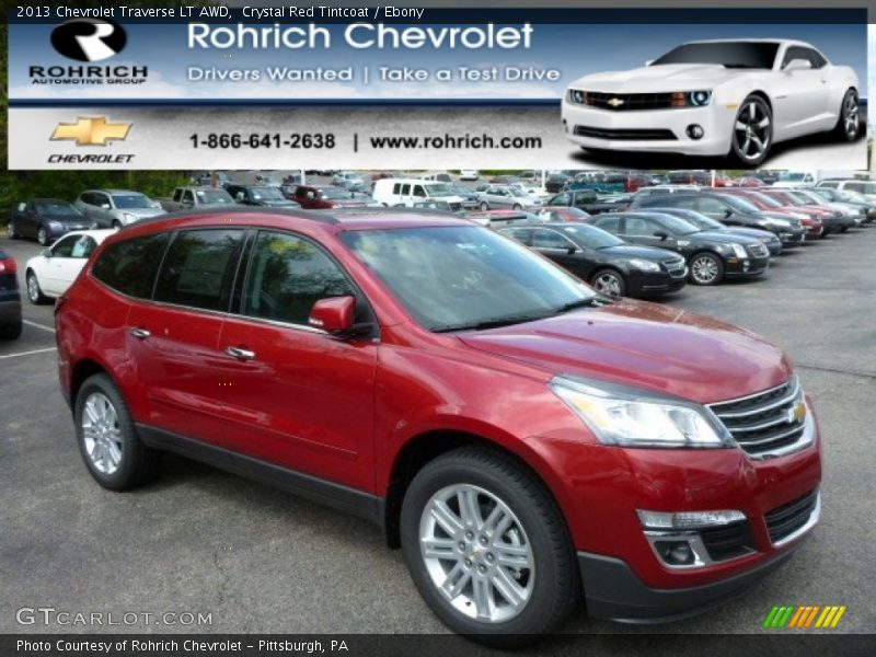 Crystal Red Tintcoat / Ebony 2013 Chevrolet Traverse LT AWD