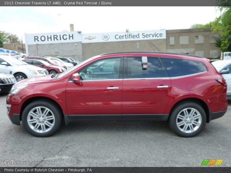 Crystal Red Tintcoat / Ebony 2013 Chevrolet Traverse LT AWD