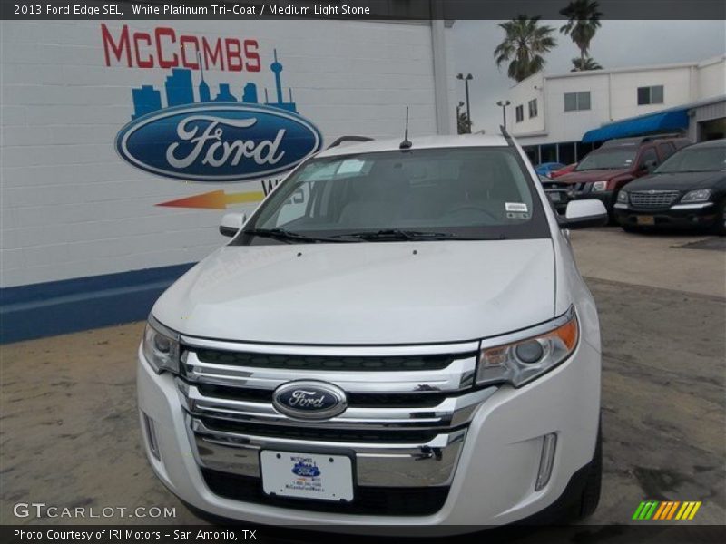 White Platinum Tri-Coat / Medium Light Stone 2013 Ford Edge SEL