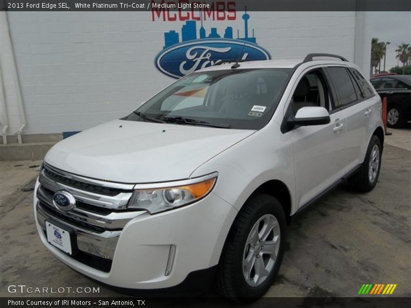 White Platinum Tri-Coat / Medium Light Stone 2013 Ford Edge SEL