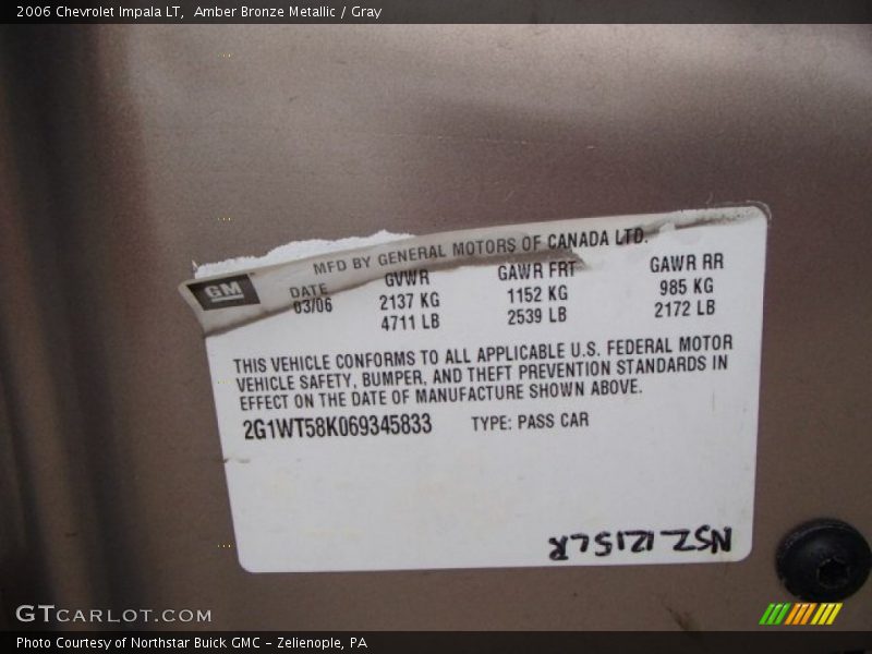 Amber Bronze Metallic / Gray 2006 Chevrolet Impala LT