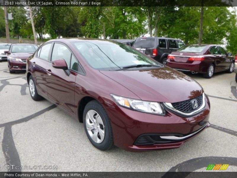 Crimson Red Pearl / Beige 2013 Honda Civic LX Sedan