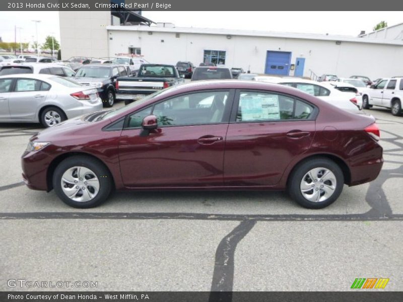 Crimson Red Pearl / Beige 2013 Honda Civic LX Sedan