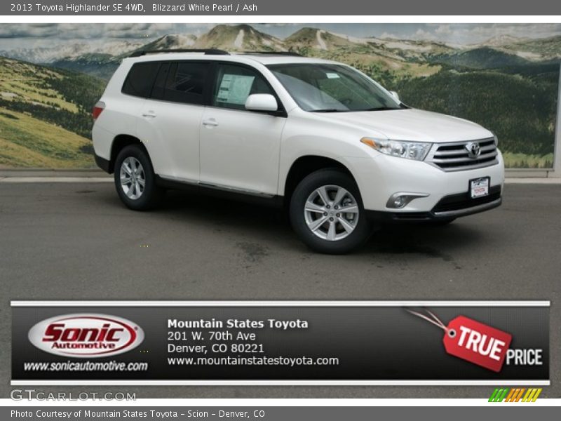 Blizzard White Pearl / Ash 2013 Toyota Highlander SE 4WD