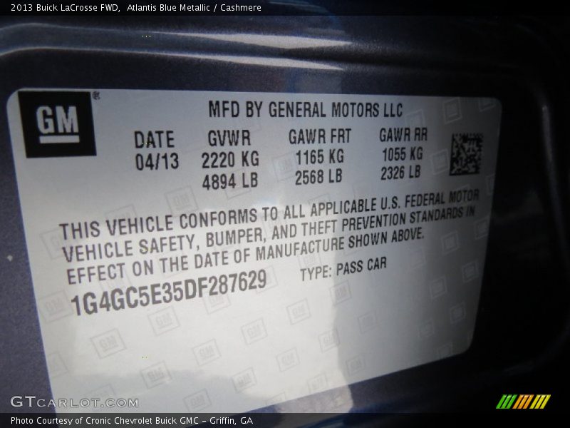 Atlantis Blue Metallic / Cashmere 2013 Buick LaCrosse FWD