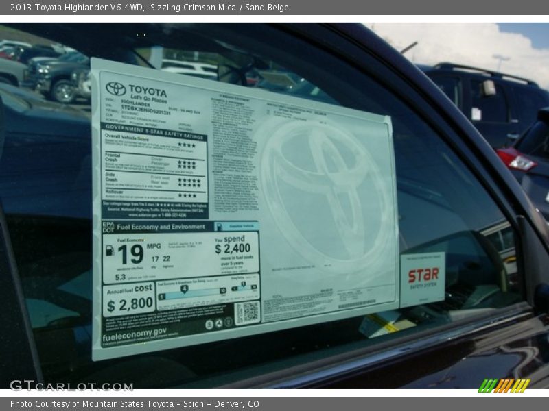 Sizzling Crimson Mica / Sand Beige 2013 Toyota Highlander V6 4WD