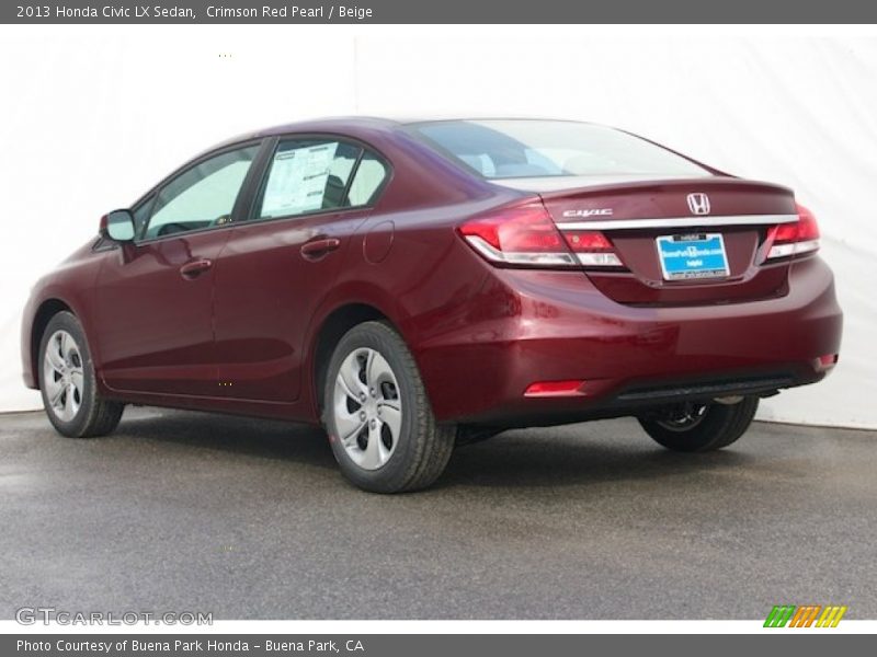 Crimson Red Pearl / Beige 2013 Honda Civic LX Sedan