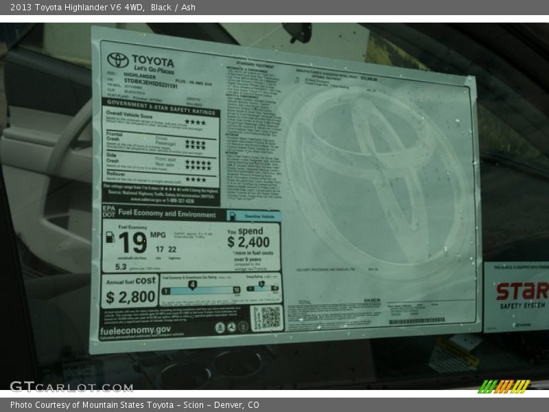 Black / Ash 2013 Toyota Highlander V6 4WD