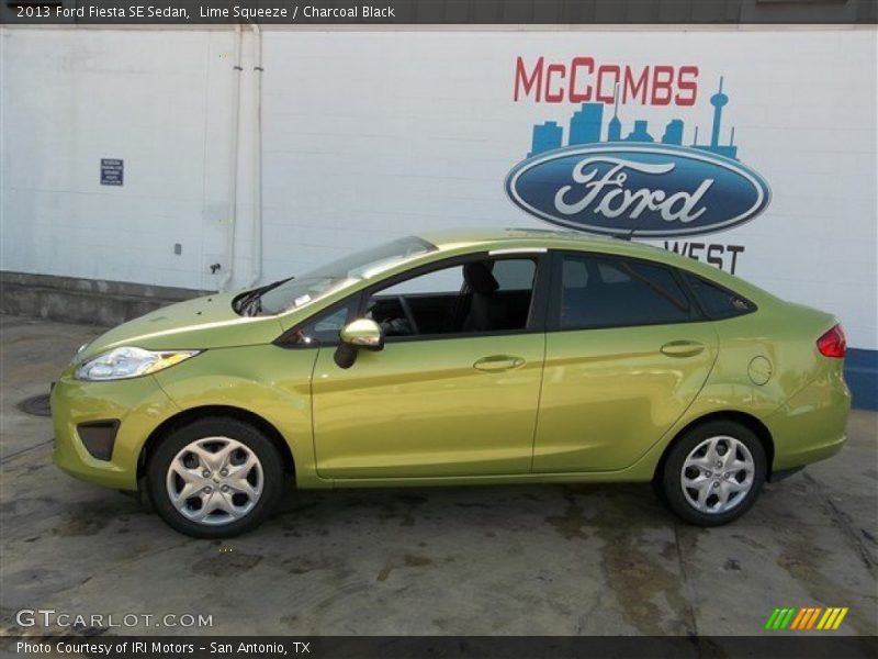 Lime Squeeze / Charcoal Black 2013 Ford Fiesta SE Sedan