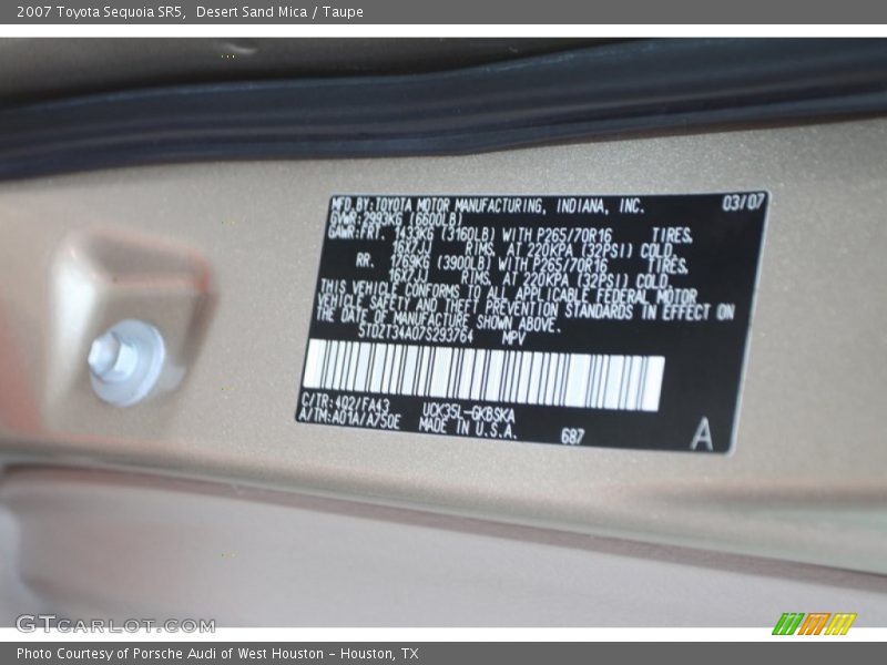 Desert Sand Mica / Taupe 2007 Toyota Sequoia SR5