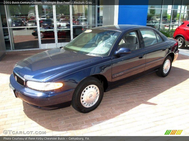 Midnight Blue Pearl / Medium Gray 2001 Buick Century Custom