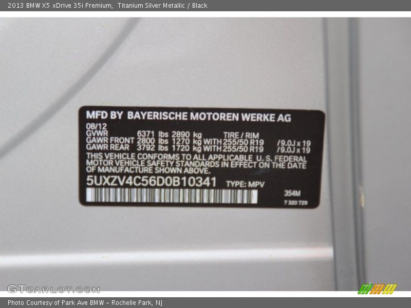 Titanium Silver Metallic / Black 2013 BMW X5 xDrive 35i Premium