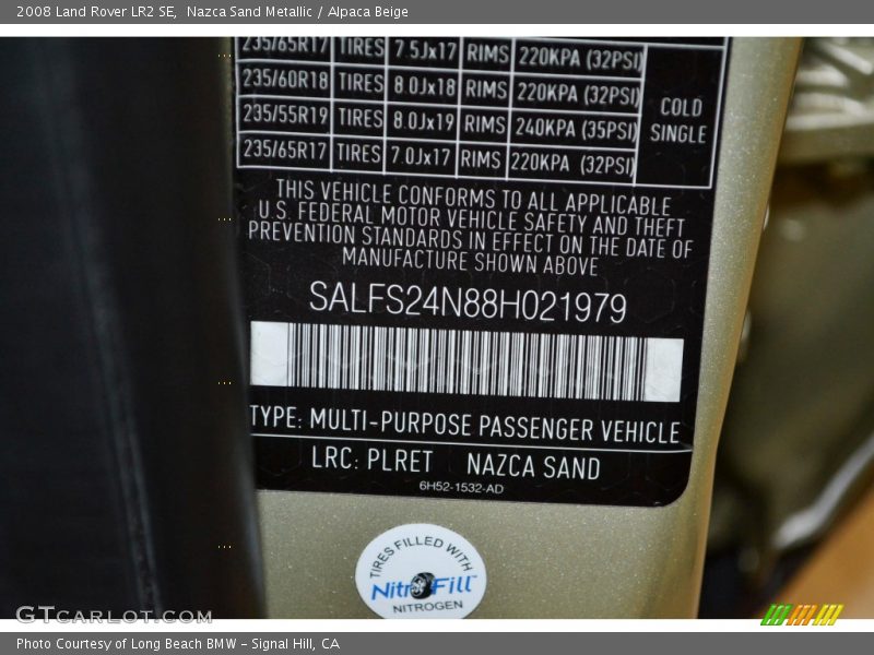 2008 LR2 SE Nazca Sand Metallic Color Code PLRET
