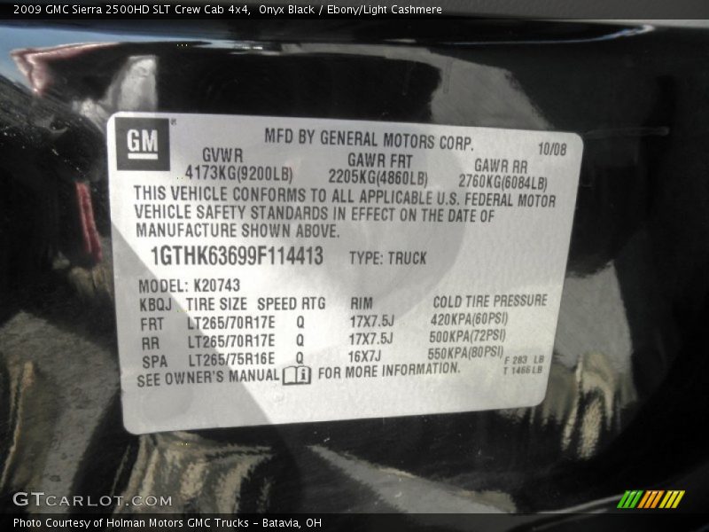 Onyx Black / Ebony/Light Cashmere 2009 GMC Sierra 2500HD SLT Crew Cab 4x4