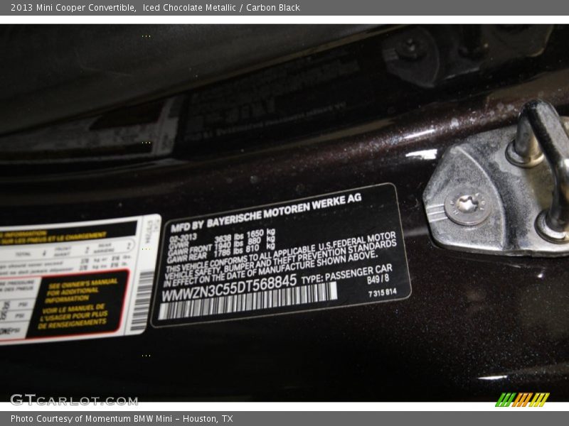 Iced Chocolate Metallic / Carbon Black 2013 Mini Cooper Convertible
