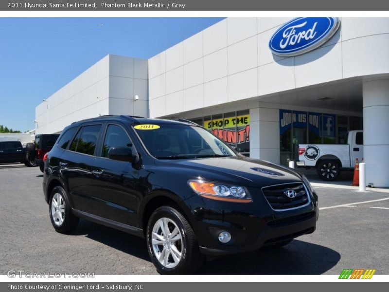 Phantom Black Metallic / Gray 2011 Hyundai Santa Fe Limited