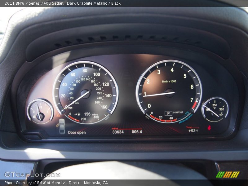 Dark Graphite Metallic / Black 2011 BMW 7 Series 740Li Sedan