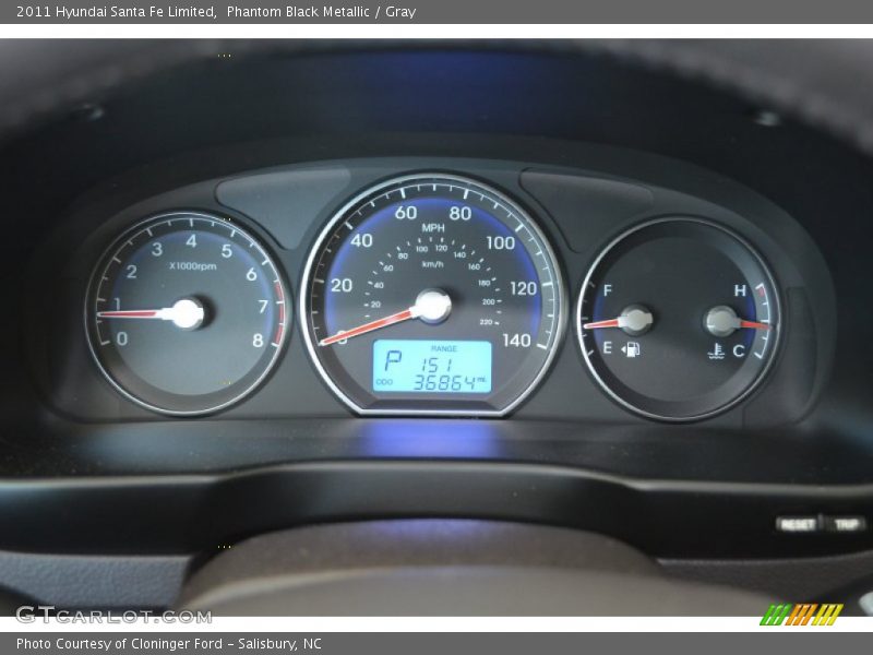 Phantom Black Metallic / Gray 2011 Hyundai Santa Fe Limited