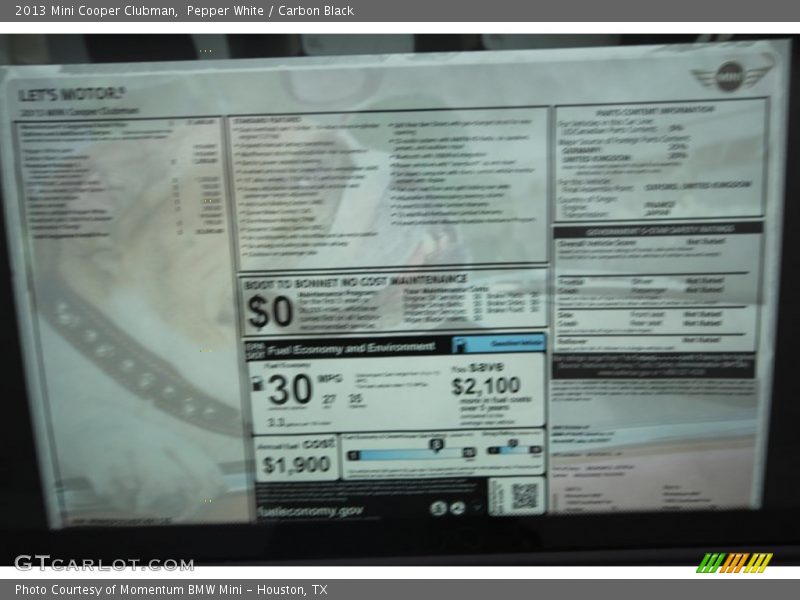 Pepper White / Carbon Black 2013 Mini Cooper Clubman