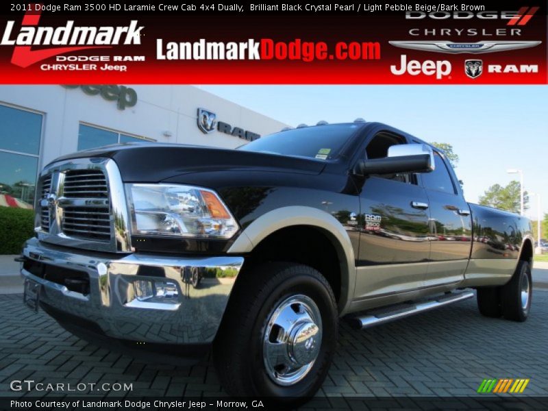 Brilliant Black Crystal Pearl / Light Pebble Beige/Bark Brown 2011 Dodge Ram 3500 HD Laramie Crew Cab 4x4 Dually