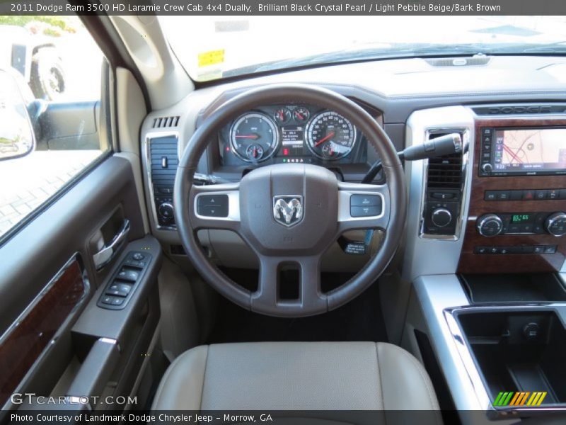 Brilliant Black Crystal Pearl / Light Pebble Beige/Bark Brown 2011 Dodge Ram 3500 HD Laramie Crew Cab 4x4 Dually