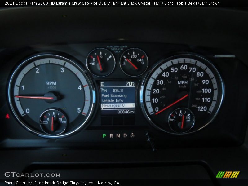 Brilliant Black Crystal Pearl / Light Pebble Beige/Bark Brown 2011 Dodge Ram 3500 HD Laramie Crew Cab 4x4 Dually