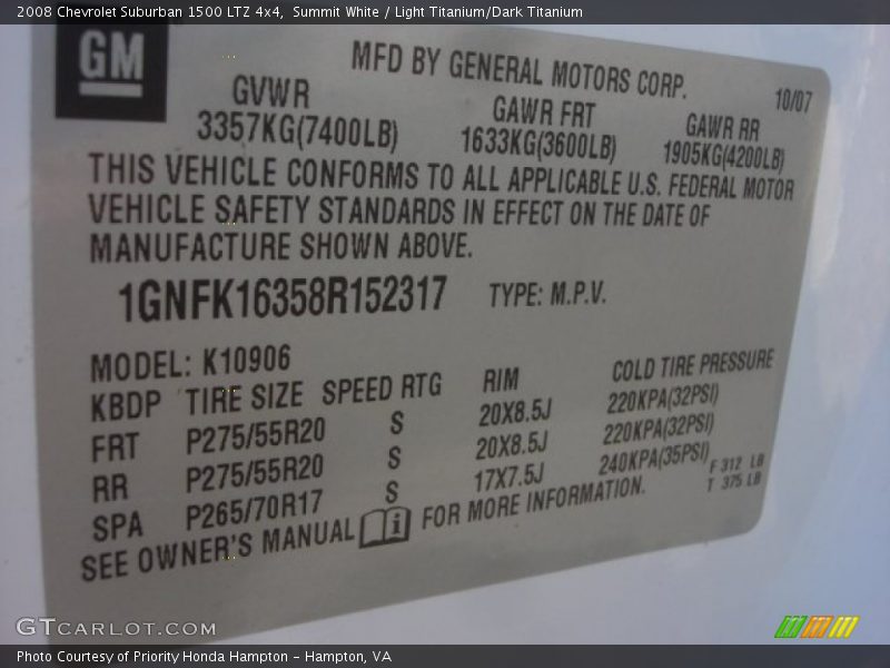 Summit White / Light Titanium/Dark Titanium 2008 Chevrolet Suburban 1500 LTZ 4x4