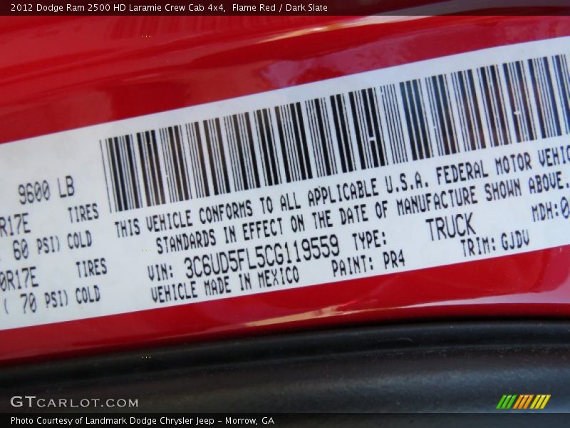 Flame Red / Dark Slate 2012 Dodge Ram 2500 HD Laramie Crew Cab 4x4