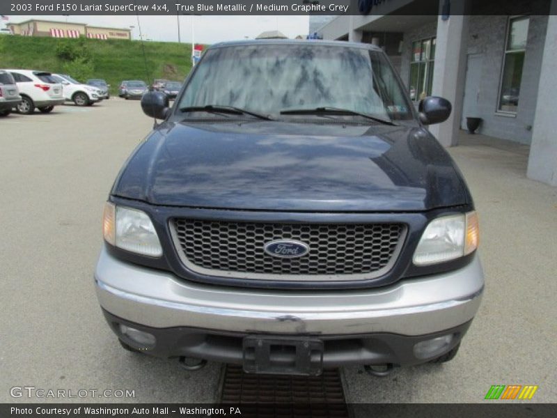 True Blue Metallic / Medium Graphite Grey 2003 Ford F150 Lariat SuperCrew 4x4