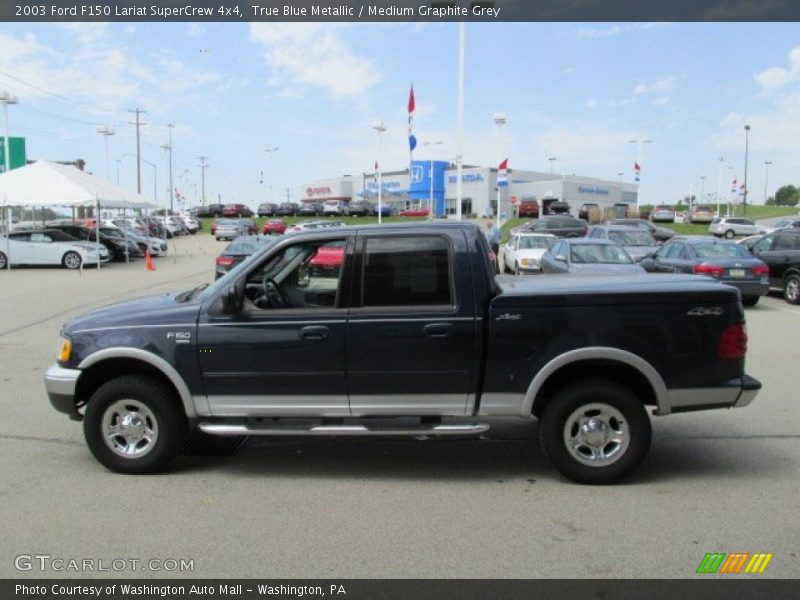 True Blue Metallic / Medium Graphite Grey 2003 Ford F150 Lariat SuperCrew 4x4