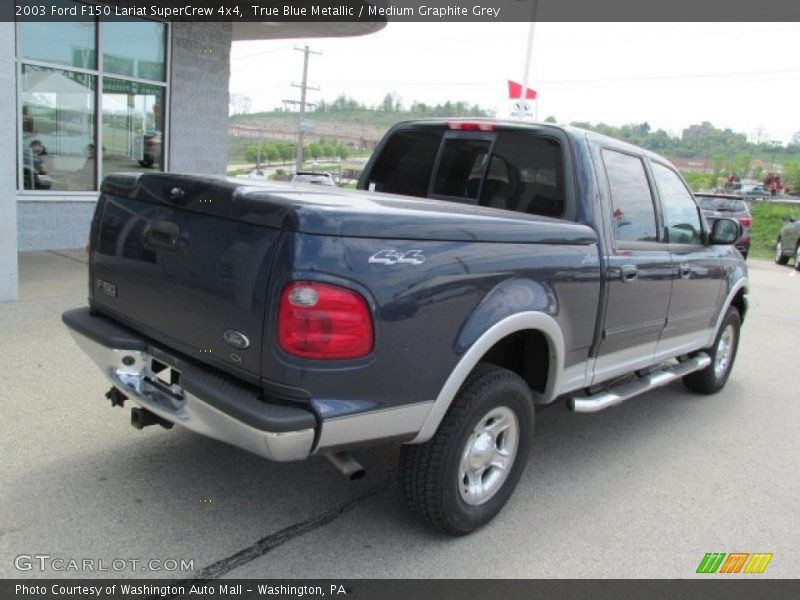 True Blue Metallic / Medium Graphite Grey 2003 Ford F150 Lariat SuperCrew 4x4