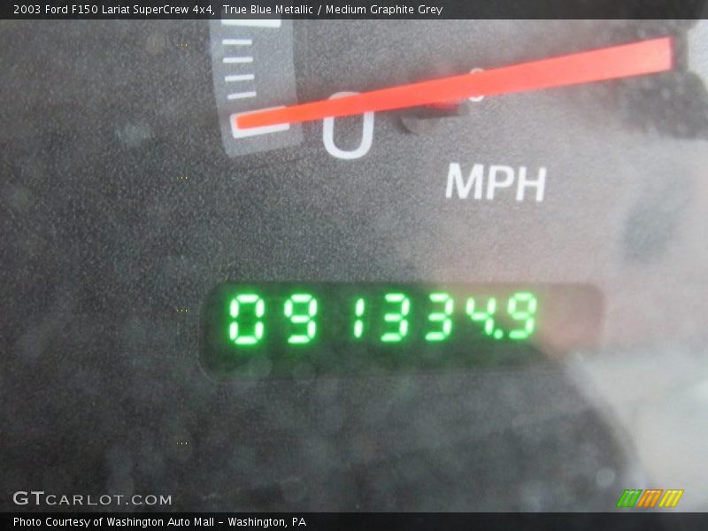 True Blue Metallic / Medium Graphite Grey 2003 Ford F150 Lariat SuperCrew 4x4