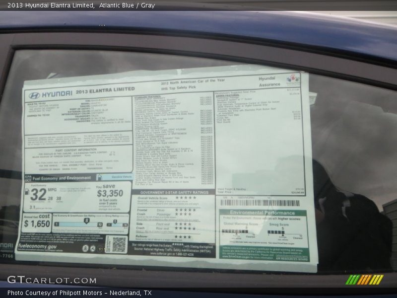 Atlantic Blue / Gray 2013 Hyundai Elantra Limited