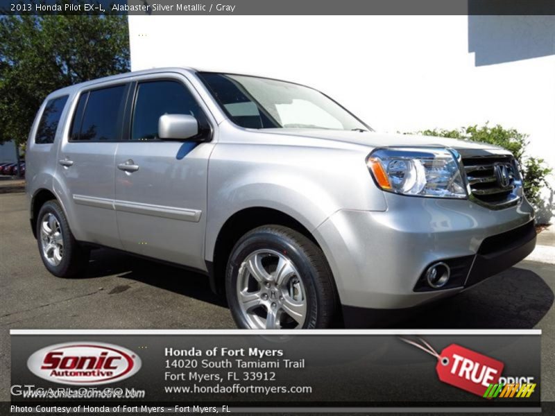 Alabaster Silver Metallic / Gray 2013 Honda Pilot EX-L