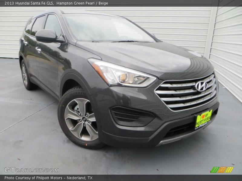 Hampton Green Pearl / Beige 2013 Hyundai Santa Fe GLS