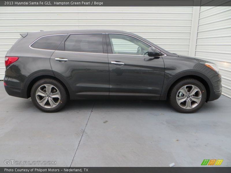 Hampton Green Pearl / Beige 2013 Hyundai Santa Fe GLS