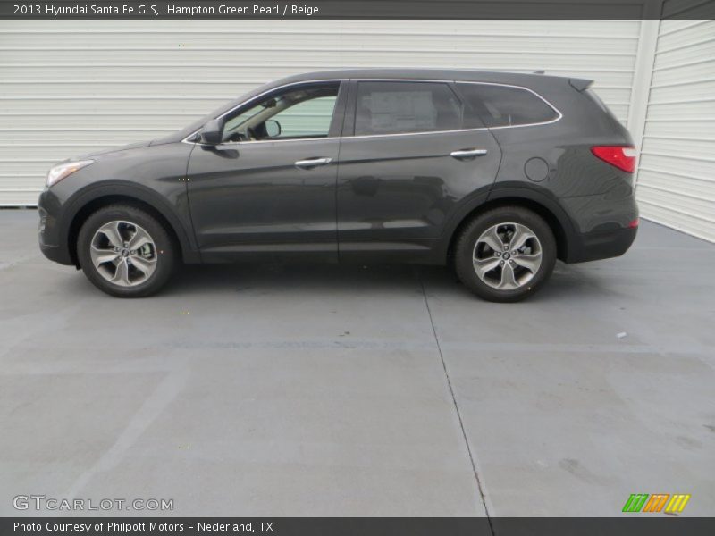 Hampton Green Pearl / Beige 2013 Hyundai Santa Fe GLS