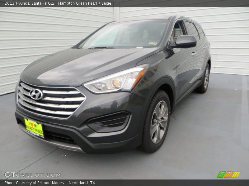Hampton Green Pearl / Beige 2013 Hyundai Santa Fe GLS