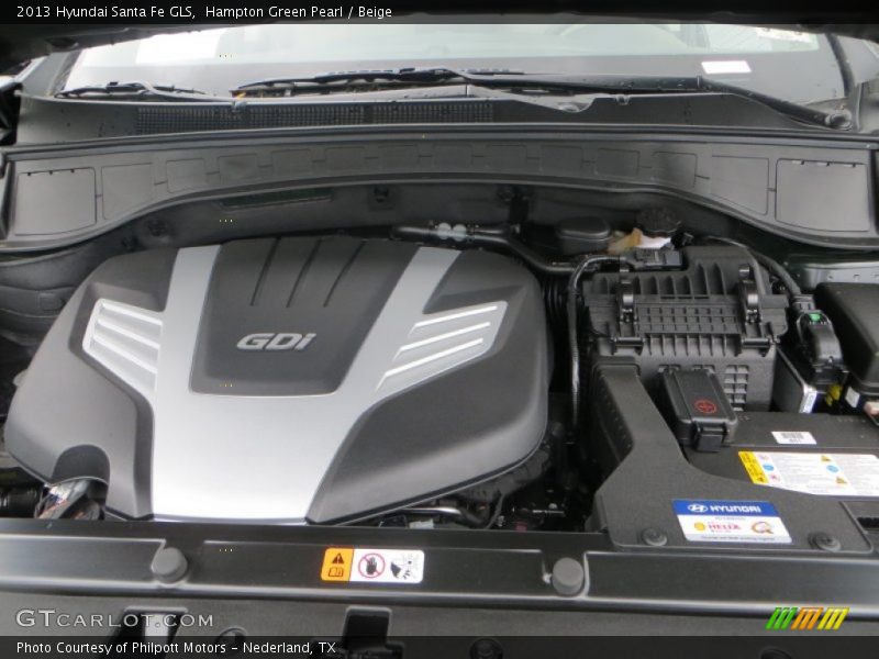 Hampton Green Pearl / Beige 2013 Hyundai Santa Fe GLS