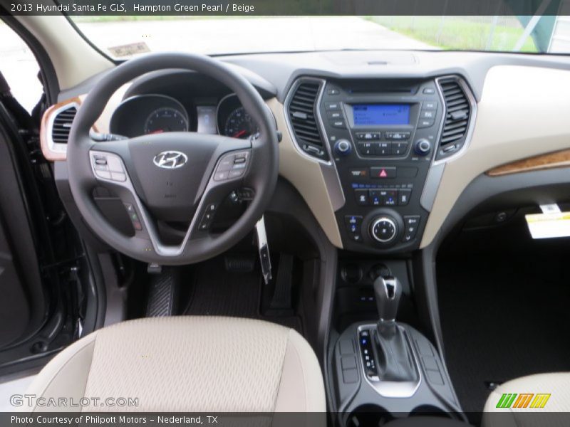 Hampton Green Pearl / Beige 2013 Hyundai Santa Fe GLS