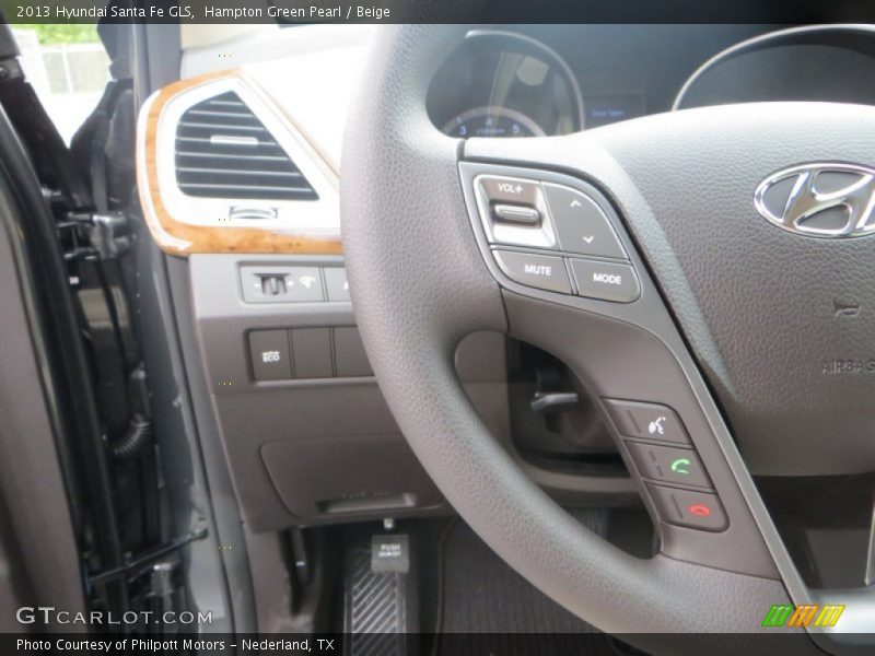 Hampton Green Pearl / Beige 2013 Hyundai Santa Fe GLS
